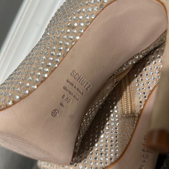 Schutz Sybil Suede & Rhinestone Sock Booties 8.5B NWOB - Picture 7 of 9
